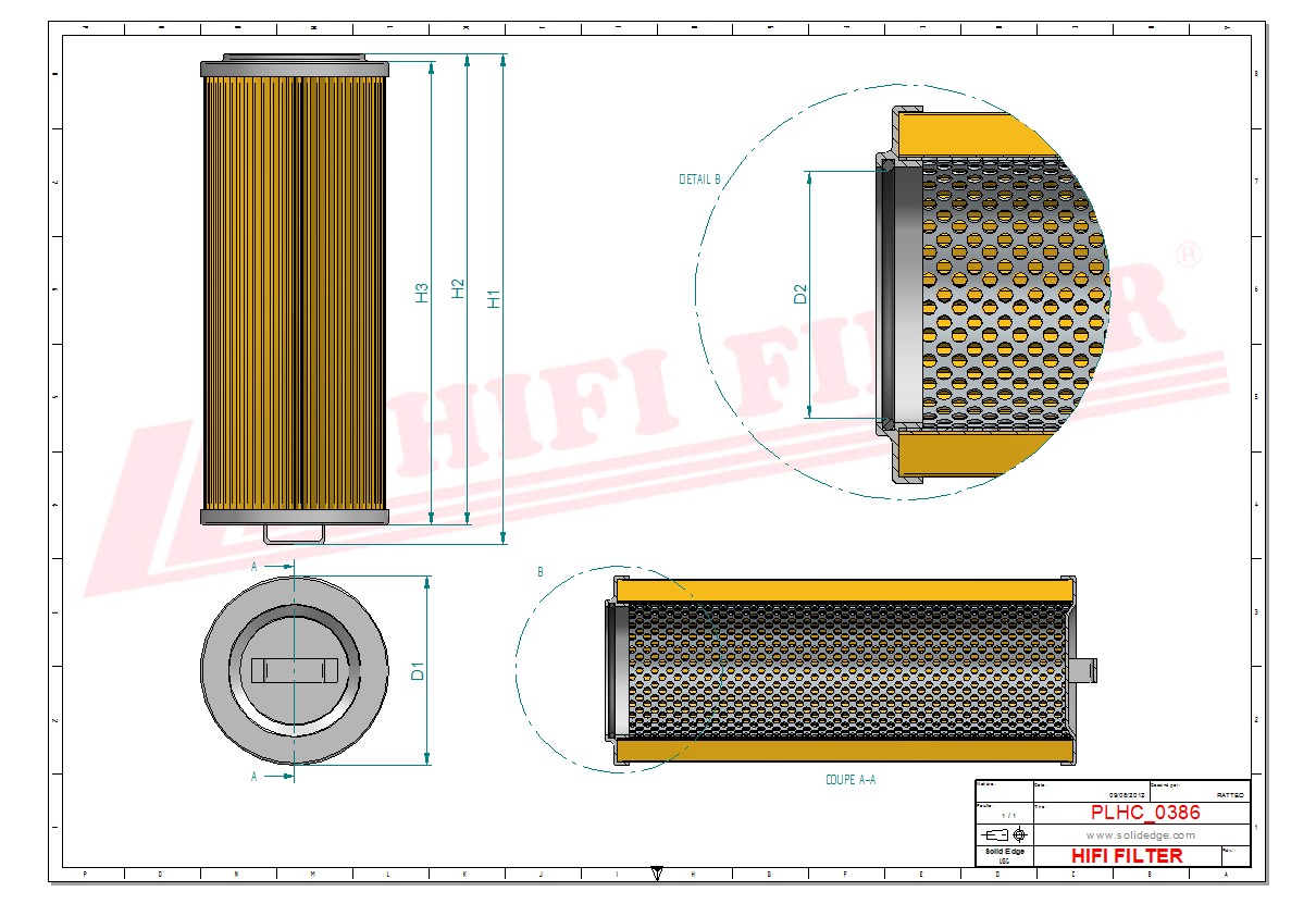 Schema tecnico Filtro olio