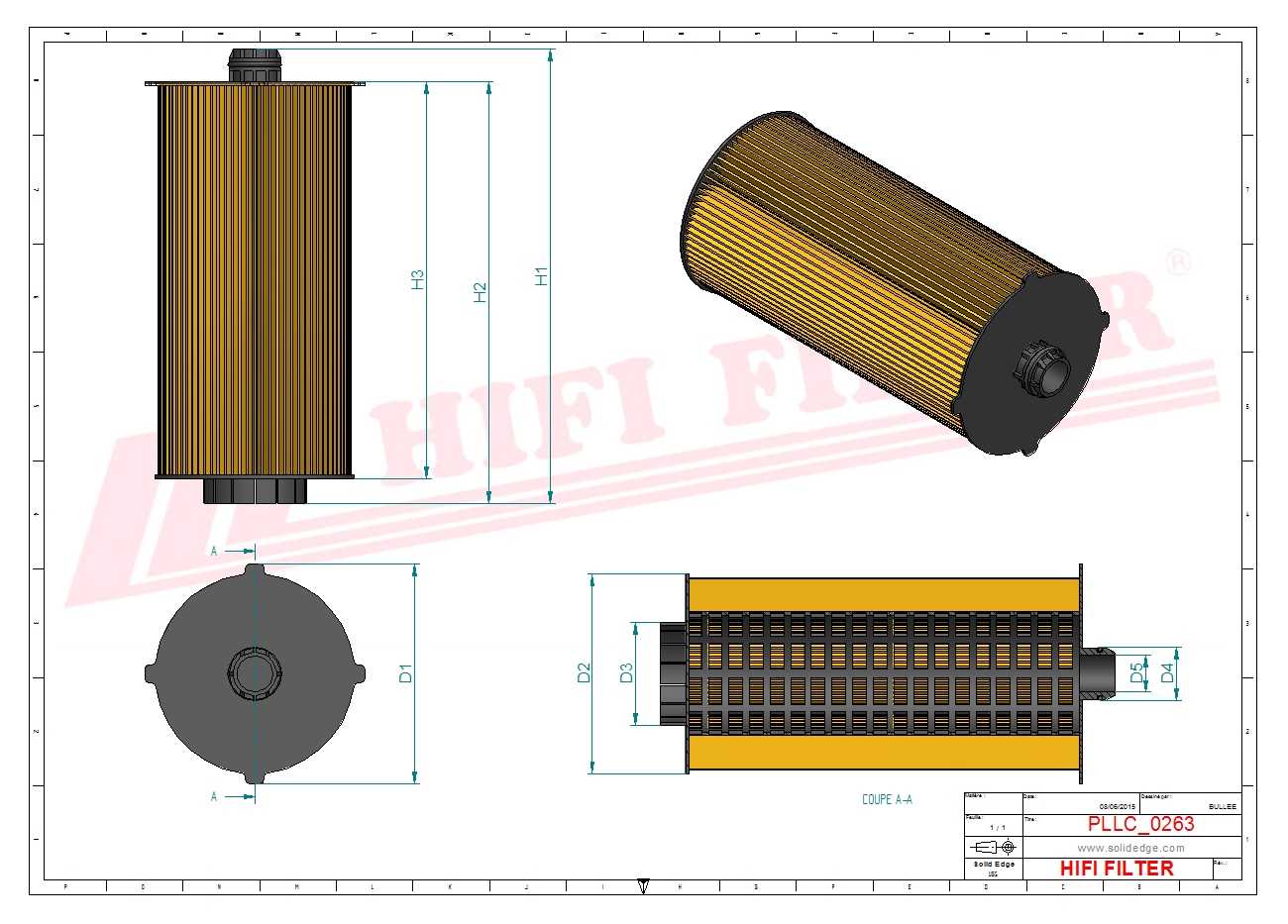 Schema tecnico Filtro olio