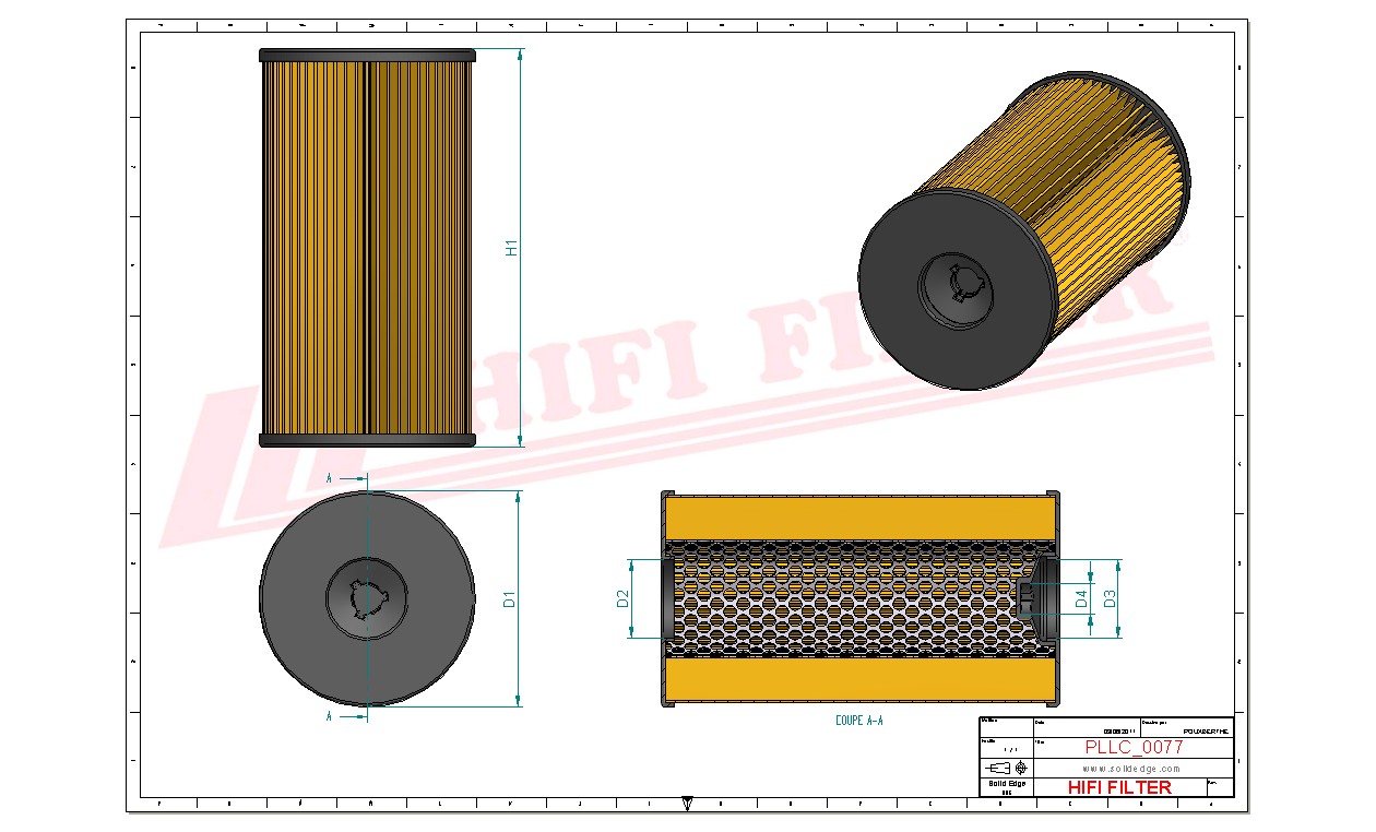 Schema tecnico Filtro olio