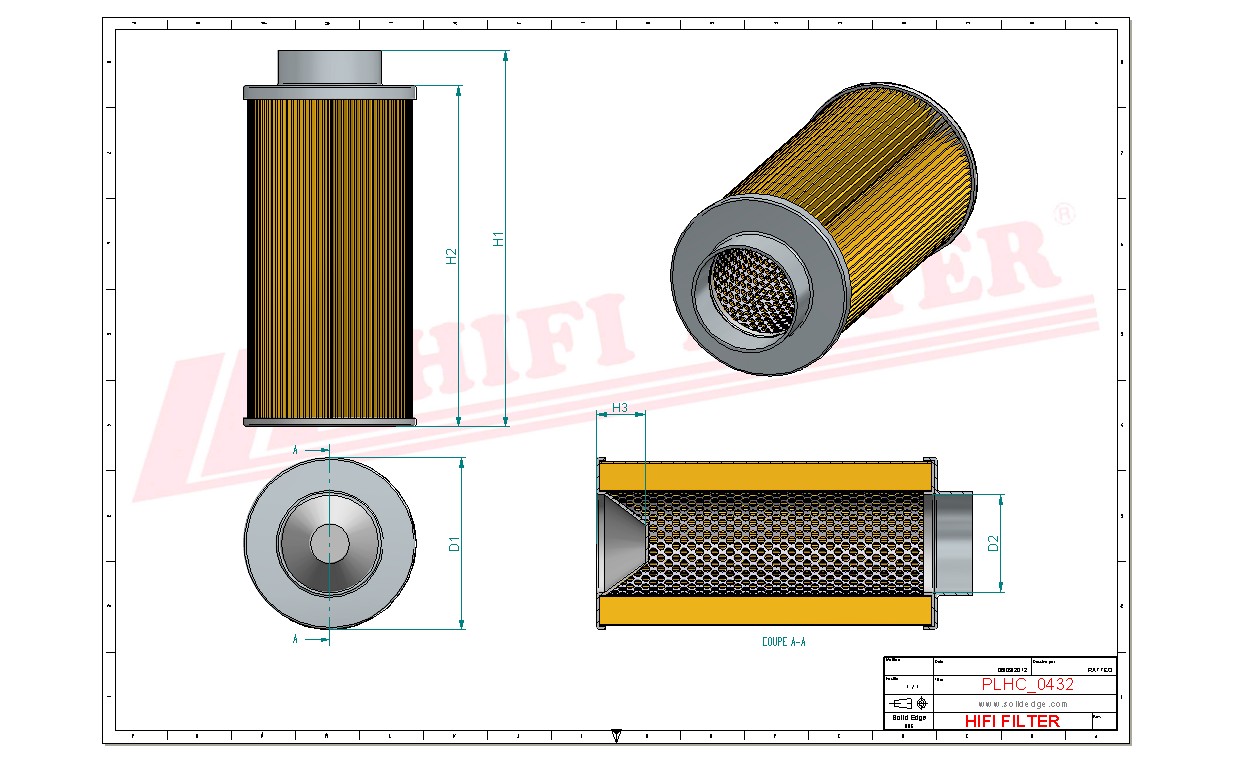 Schema tecnico Filtro olio
