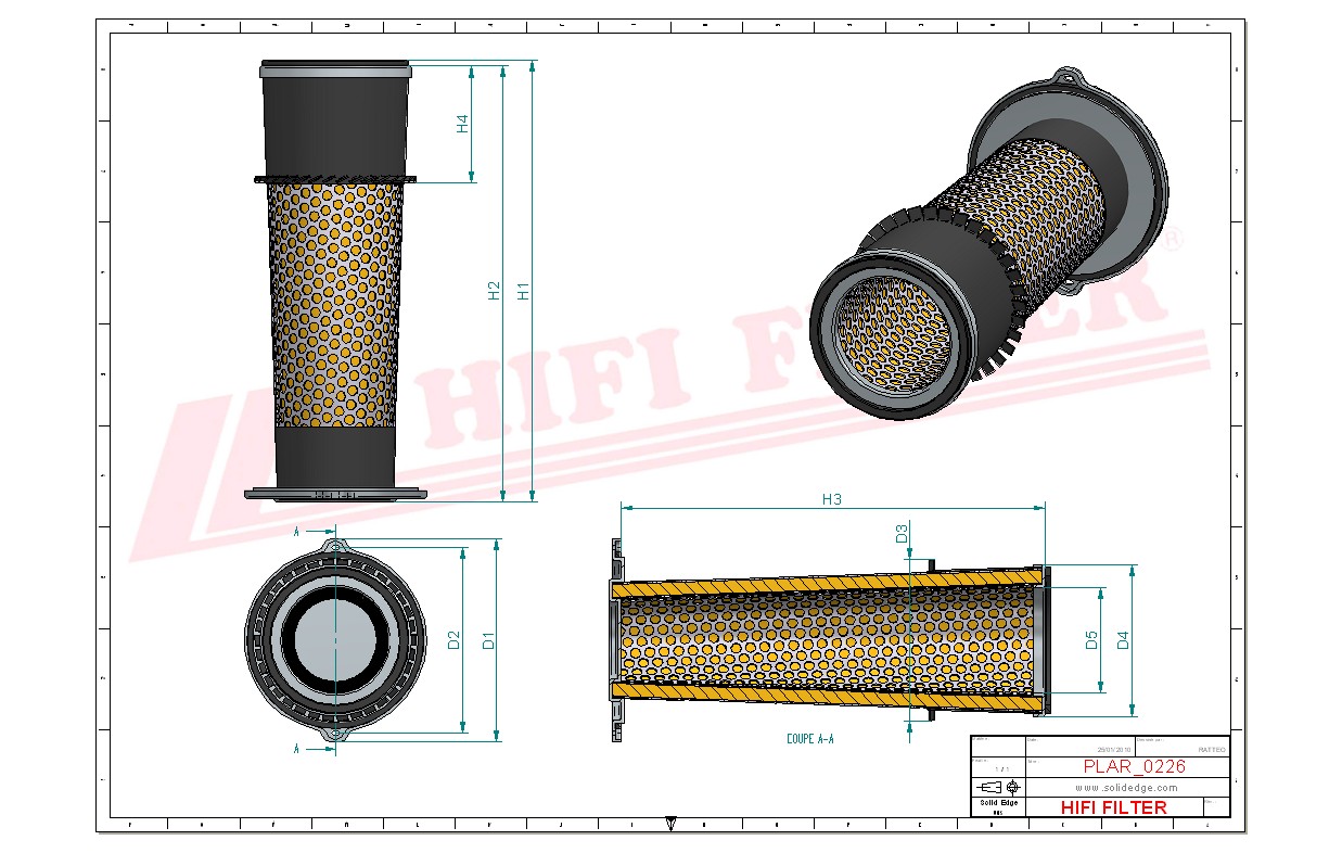 Schema tecnico Filtro aria