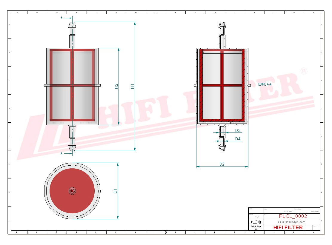 Schema tecnico Filtro carburante