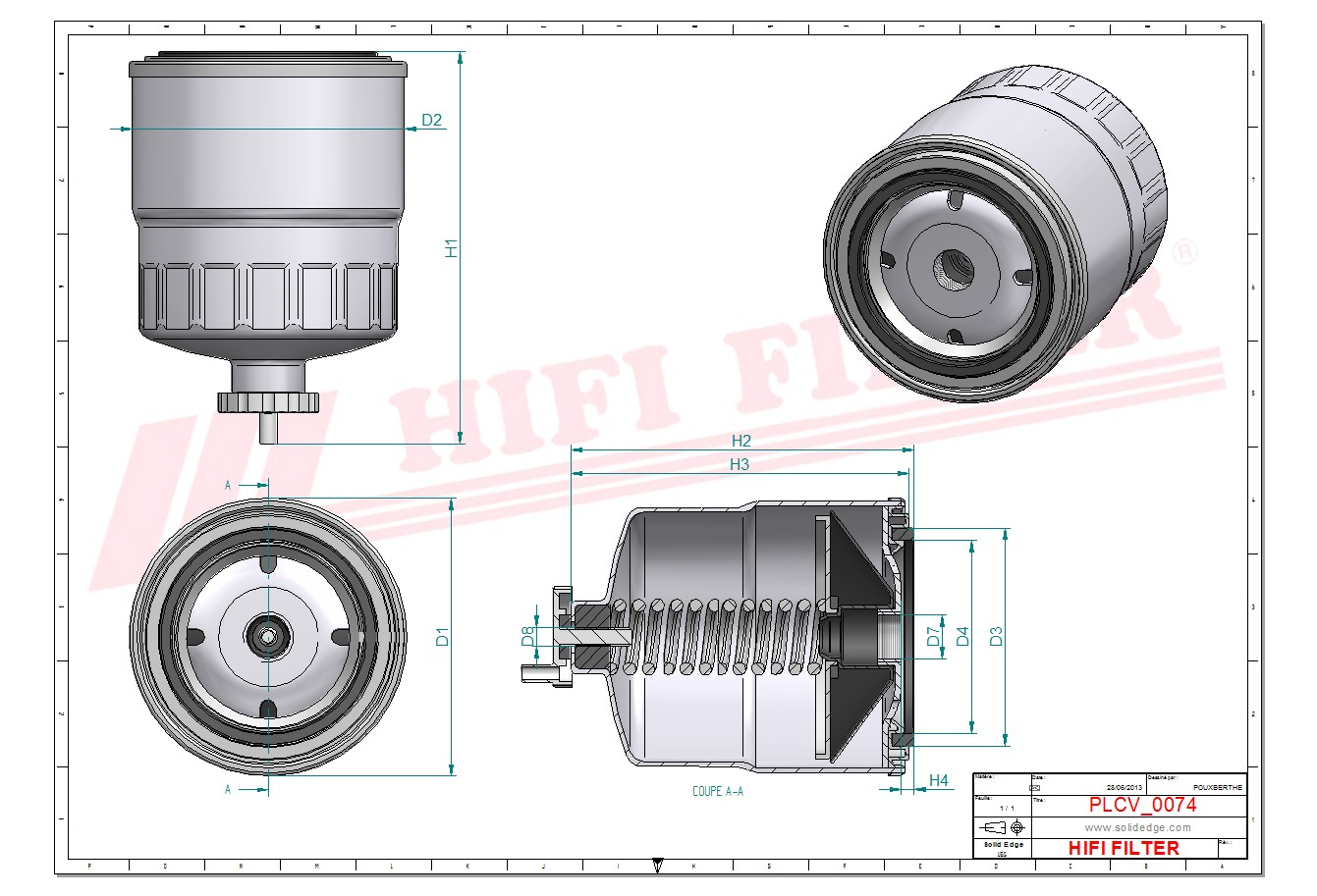 Schema tecnico Prefiltro aria