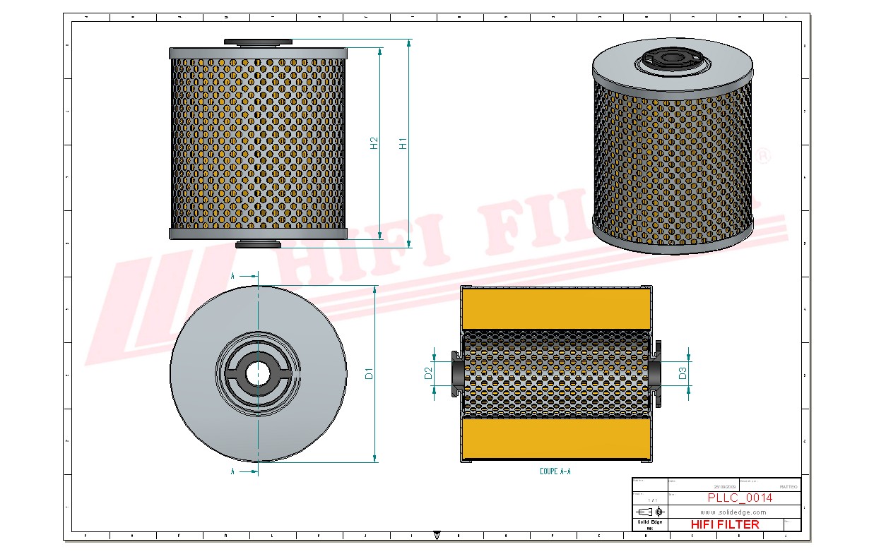 Schema tecnico Filtro olio