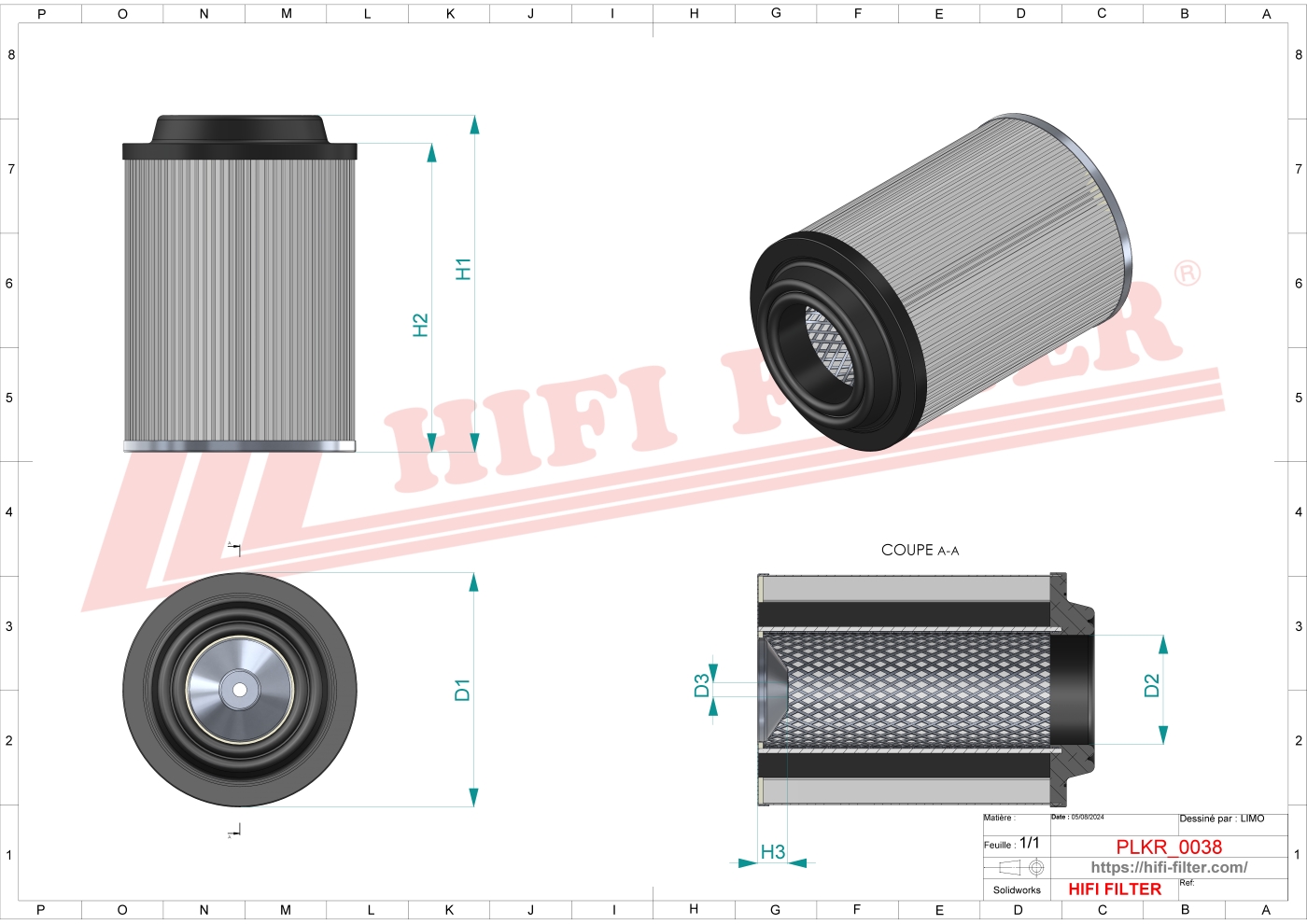 Schema tecnico Filtro abitacolo ai carboni attivi
