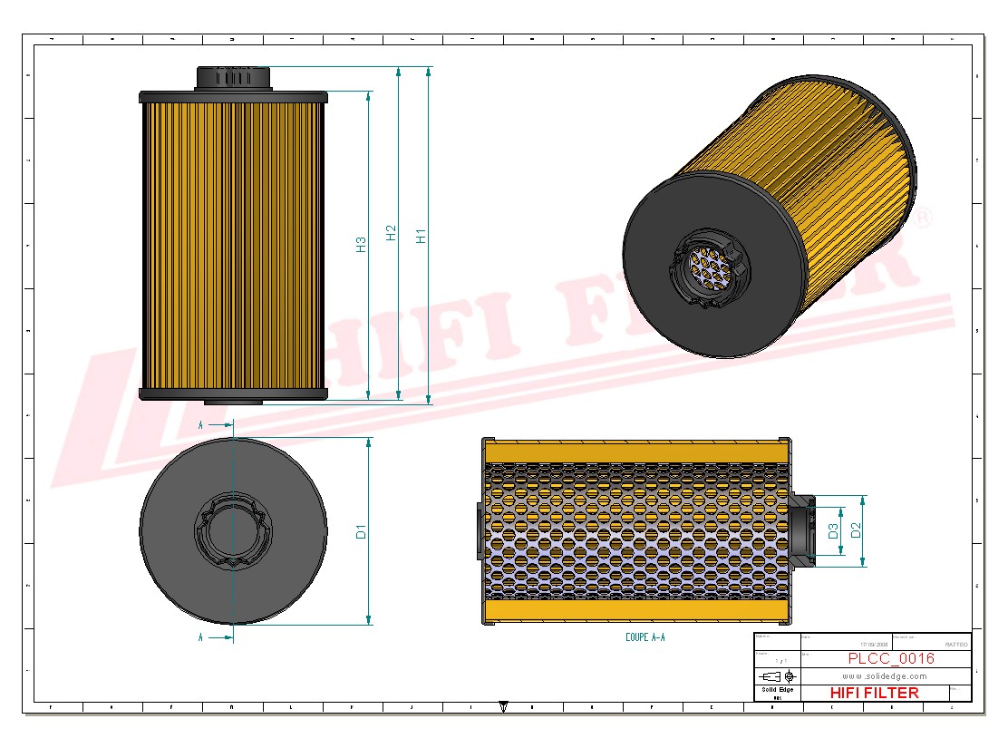 Schema tecnico Filtro carburante