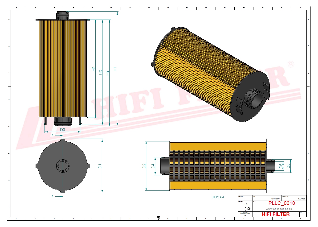 Schema tecnico Filtro olio 0011429540 per trattori e macchine agricole