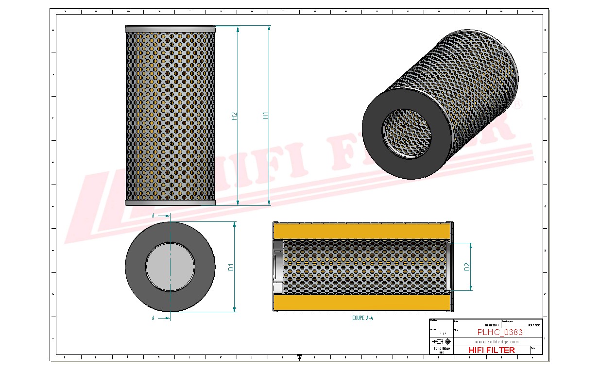 Schema tecnico Filtro idraulico HD9004 per trattori e macchine agricole