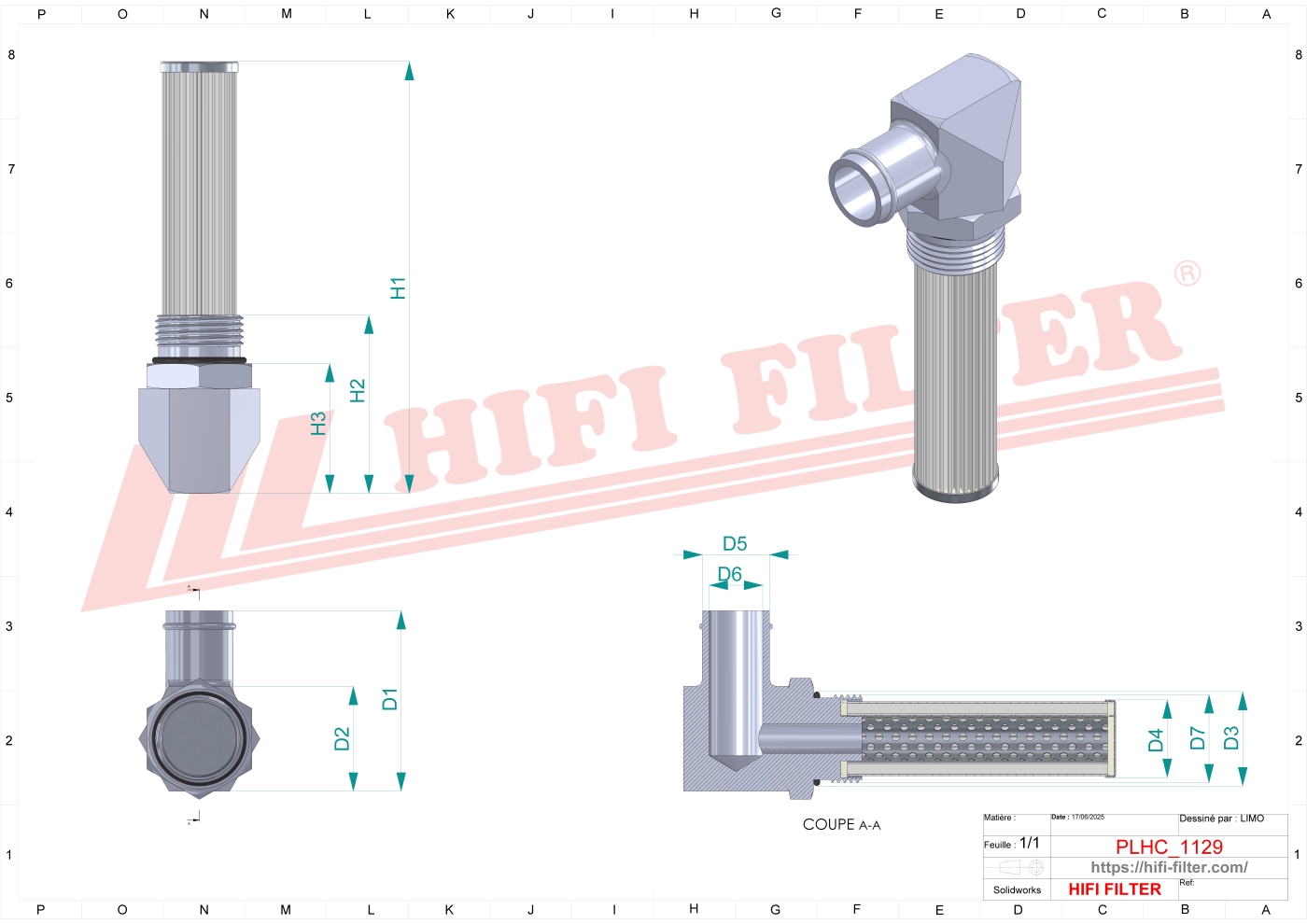 Schema tecnico Filtro olio