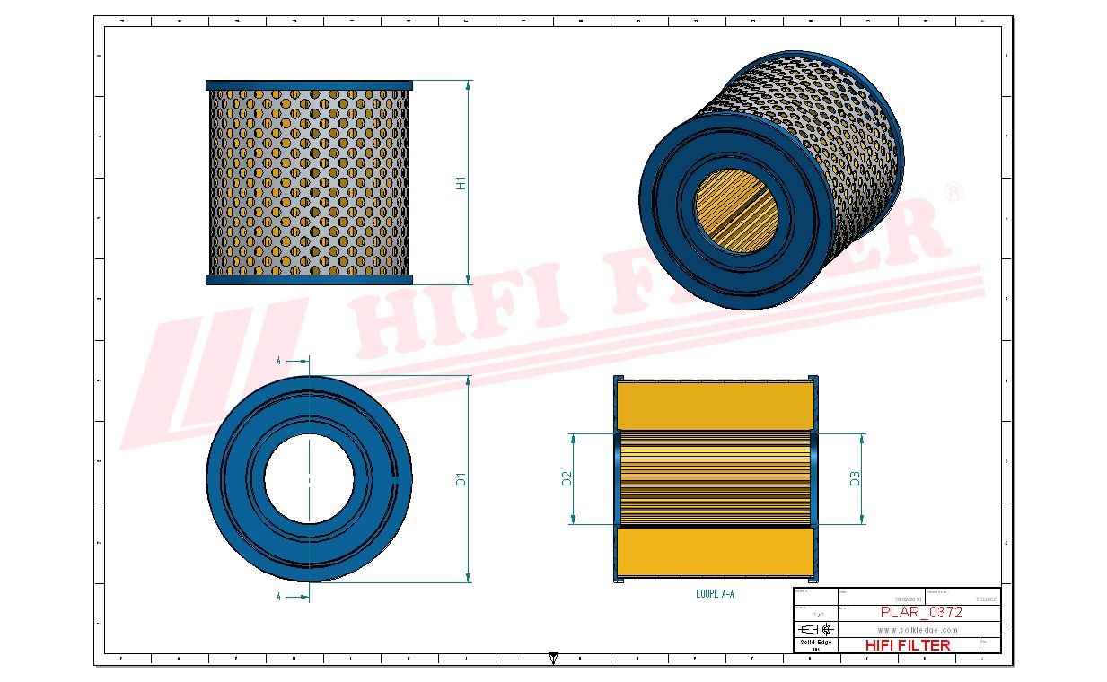 Schema tecnico Filtro aria 40.160 per trattori e macchine agricole