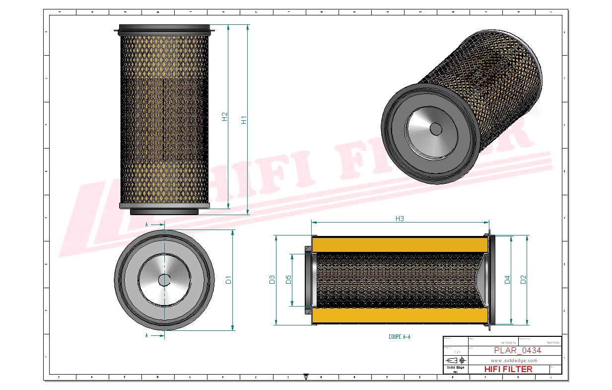 Schema tecnico Filtro aria