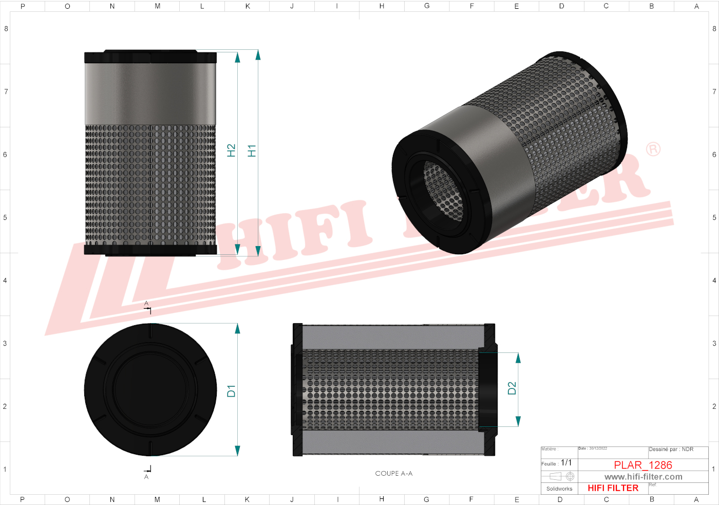 Schema tecnico Filtro aria