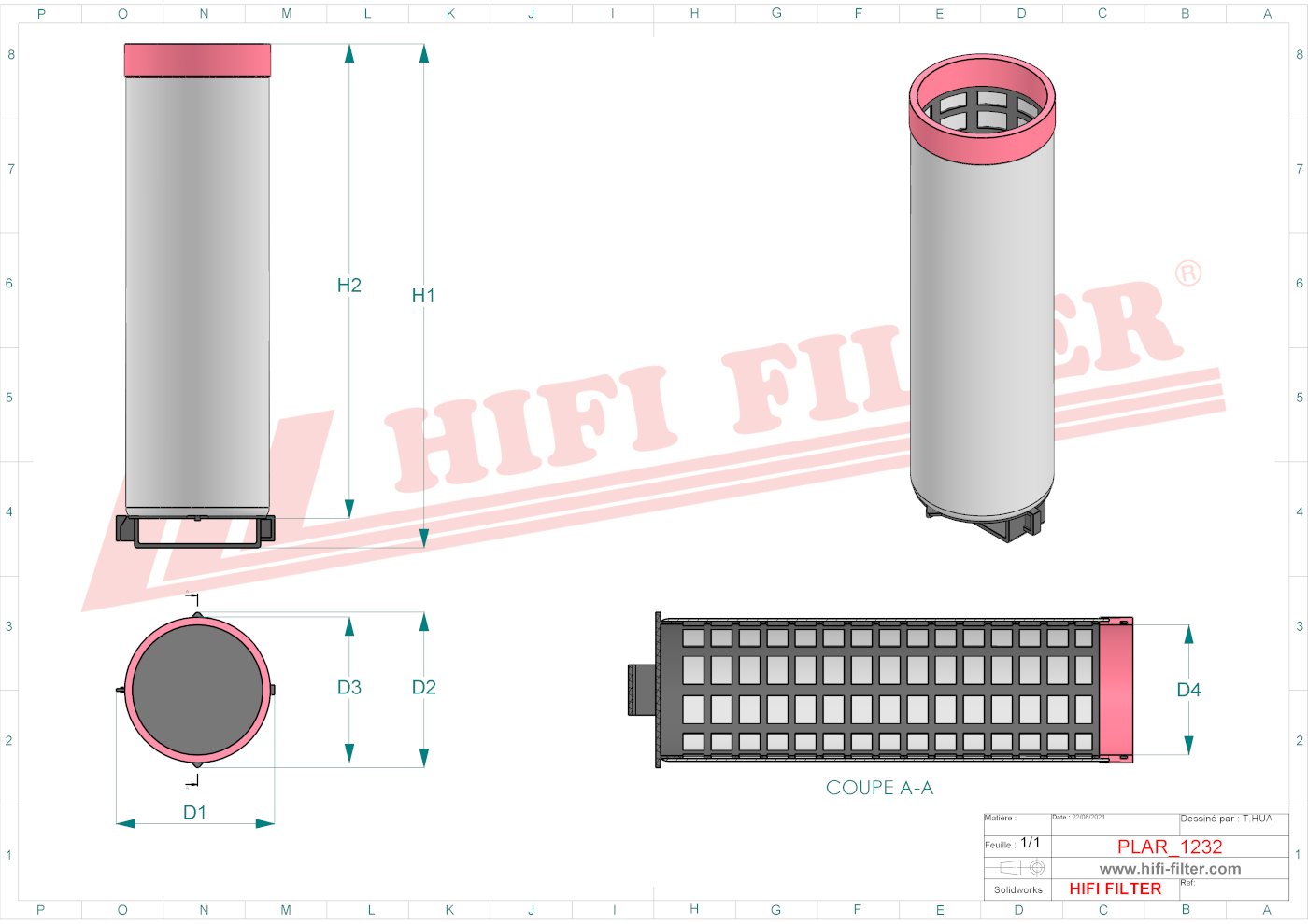 Schema tecnico Filtro aria