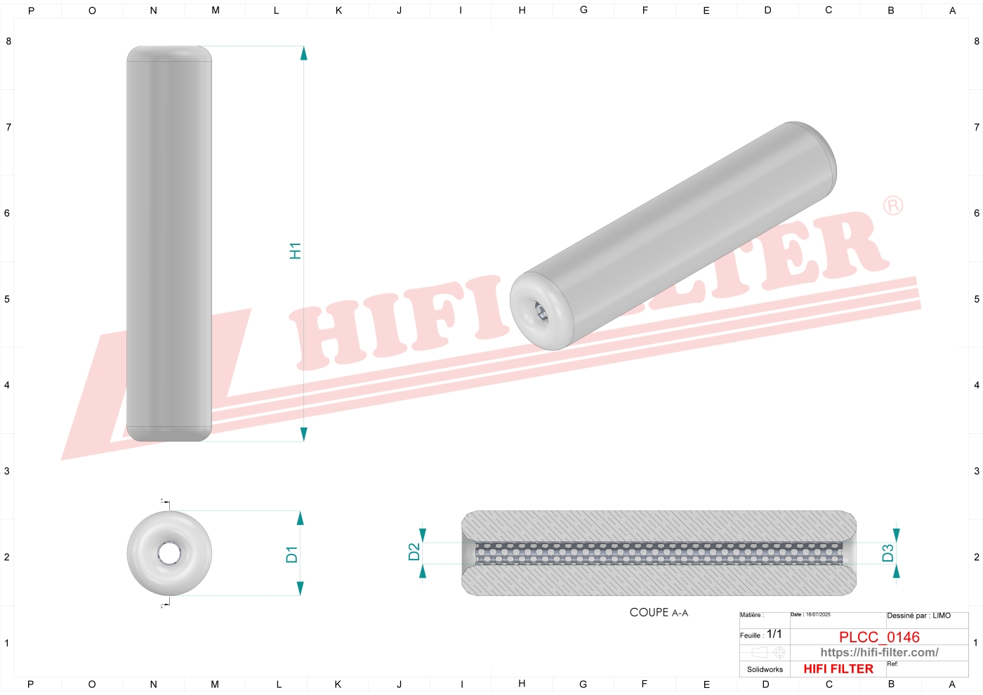 Schema tecnico Prefiltro aria