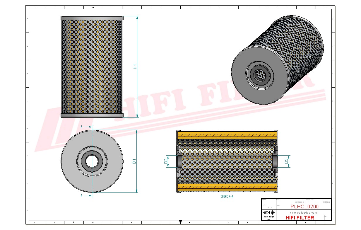 Schema tecnico Filtro olio