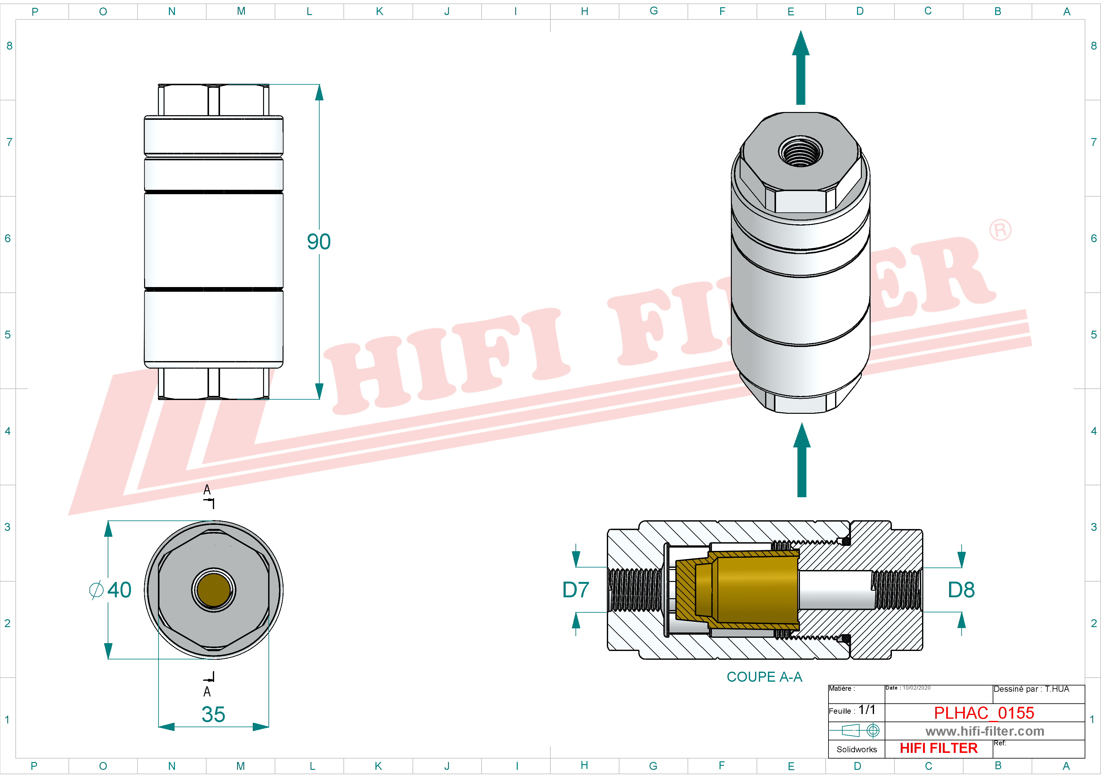 Schema tecnico Filtro idraulico 52518130 per trattori e macchine agricole
