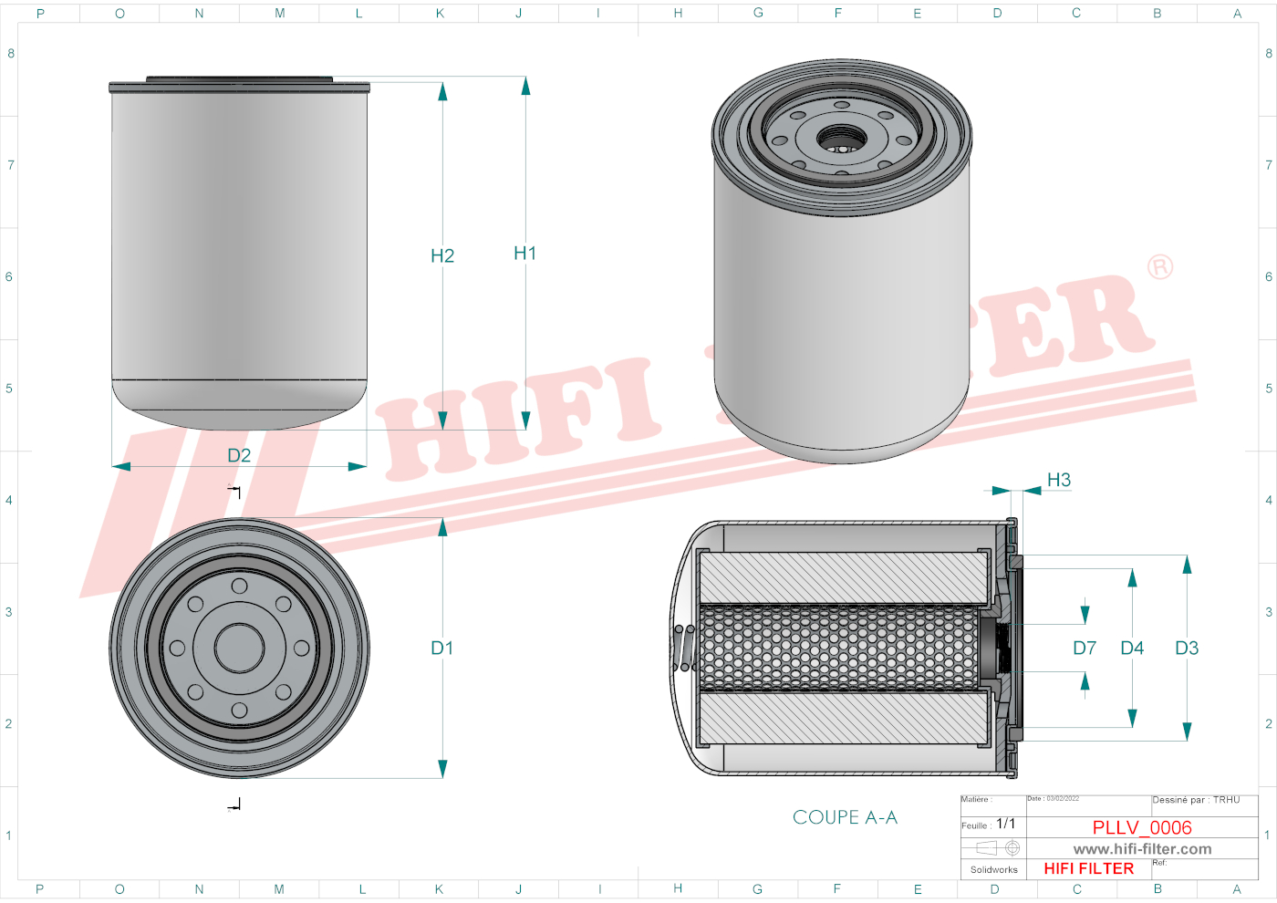 Schema tecnico Filtro olio 10KA412531 per trattori e macchine agricole
