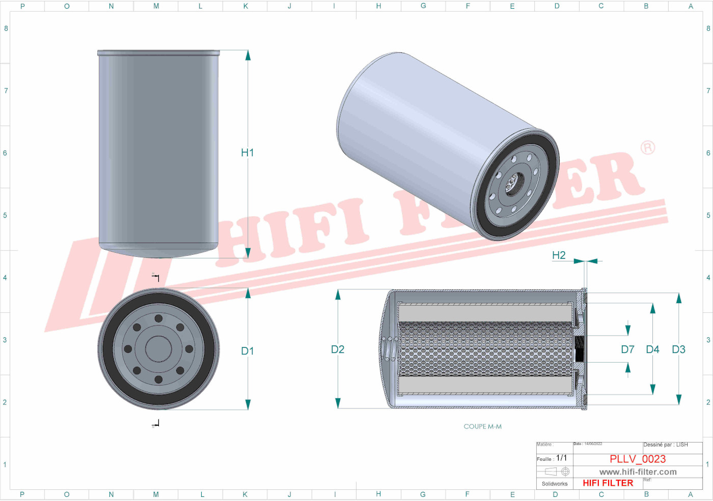Schema tecnico Filtro olio