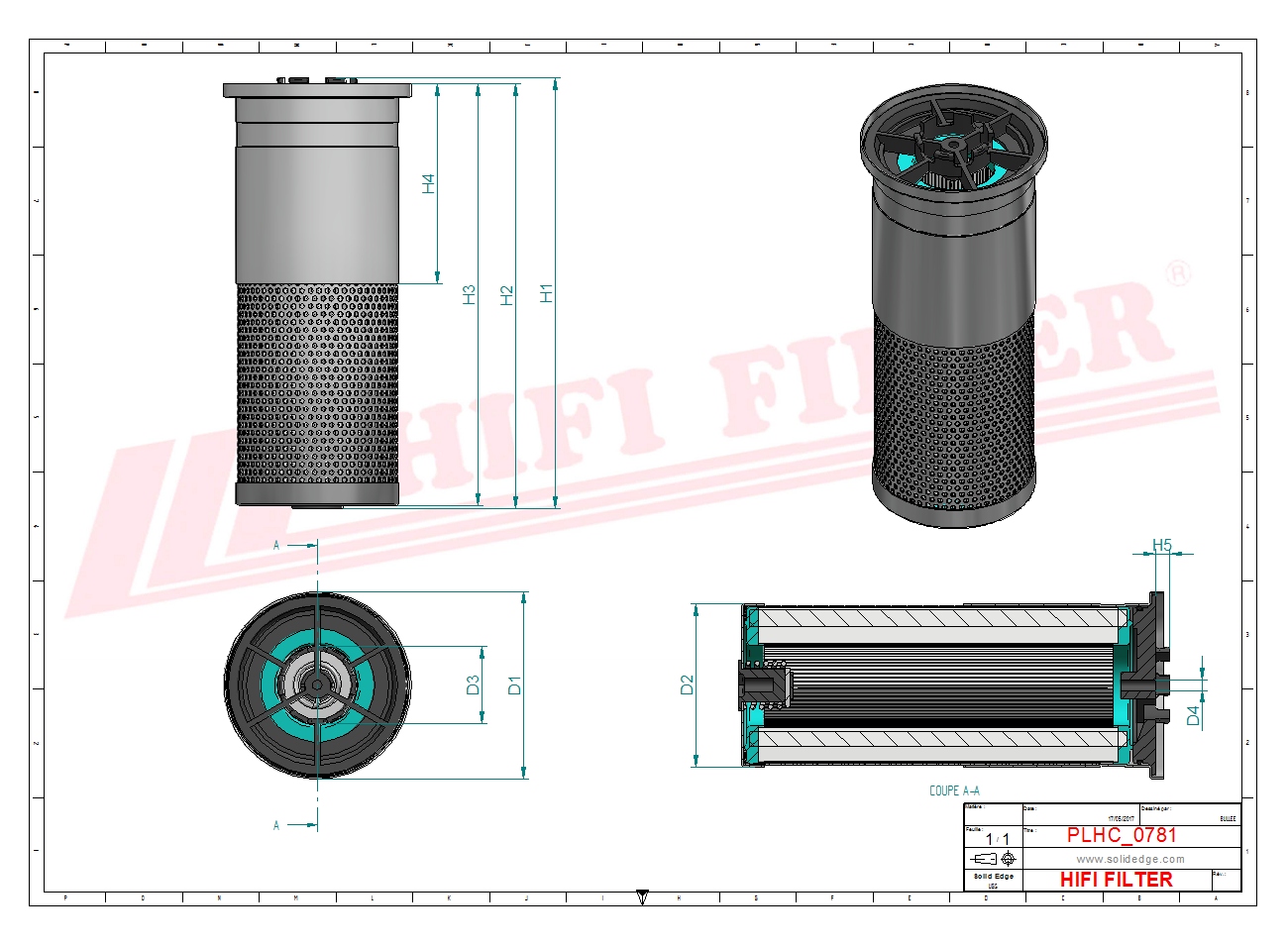 Schema tecnico Filtro olio