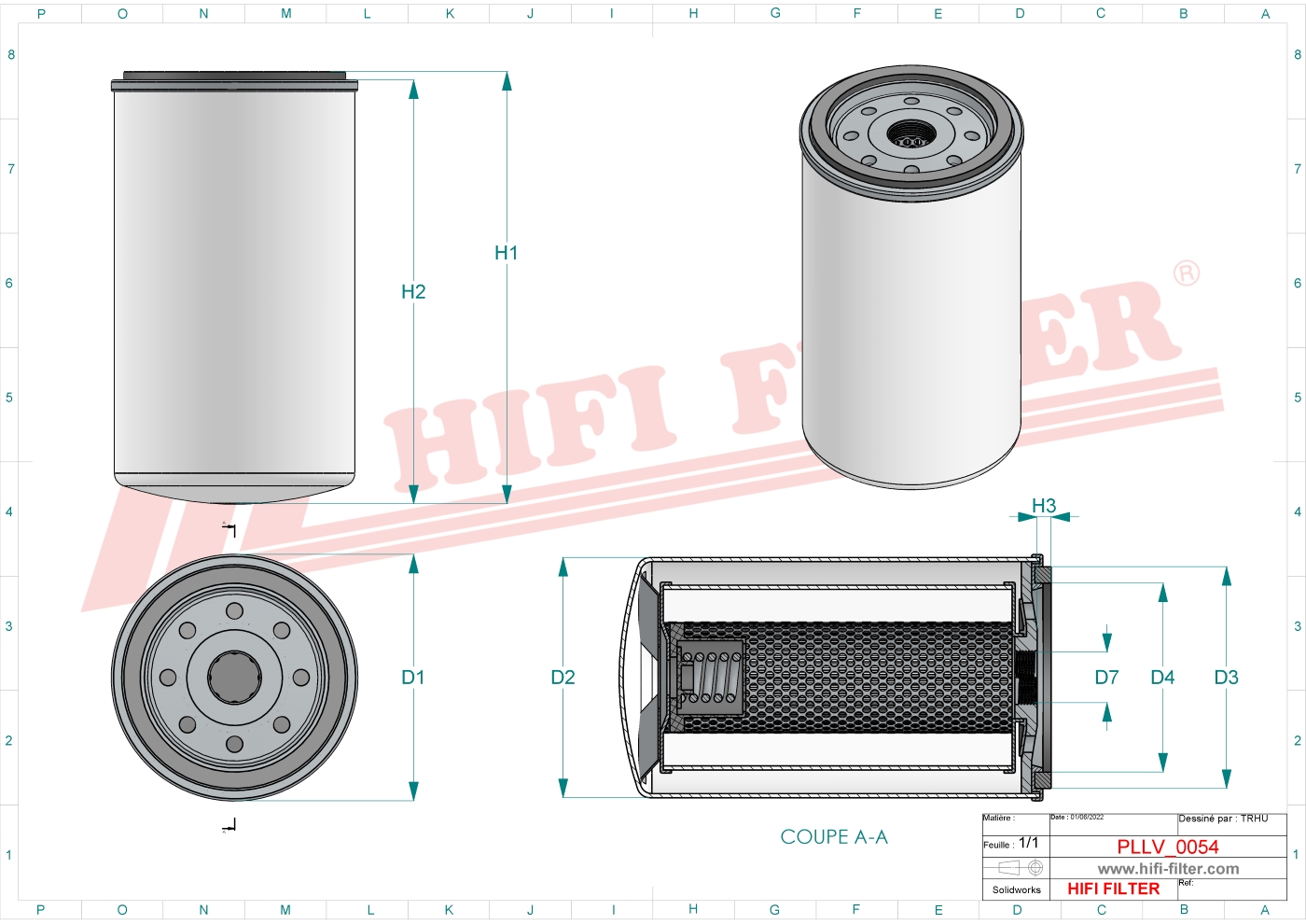 Schema tecnico Filtro olio