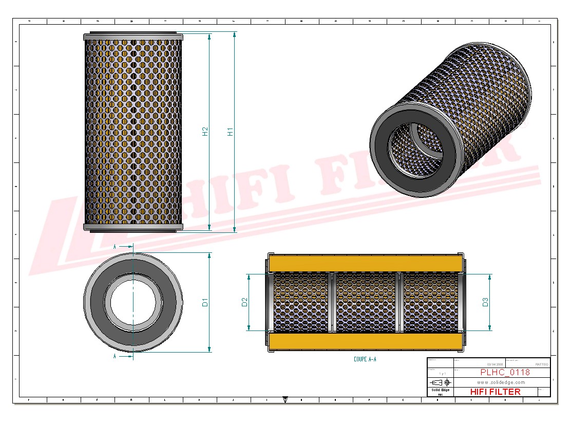 Schema tecnico Filtro idraulico 3 062 033 R91 per trattori e macchine agricole