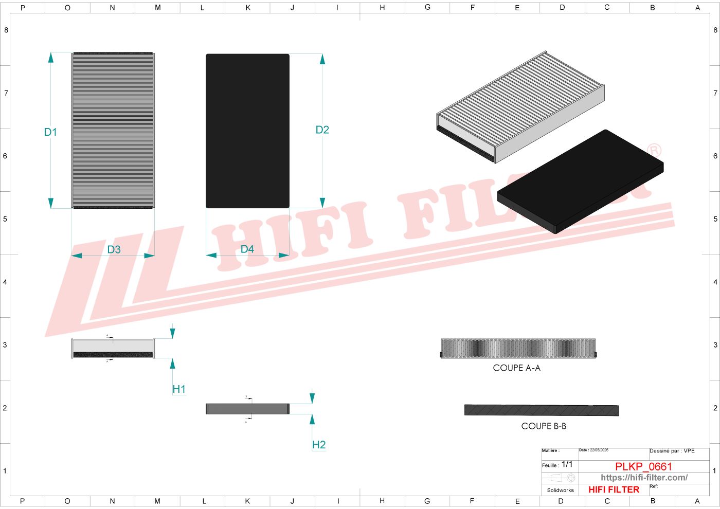 Schema tecnico Prefiltro aria