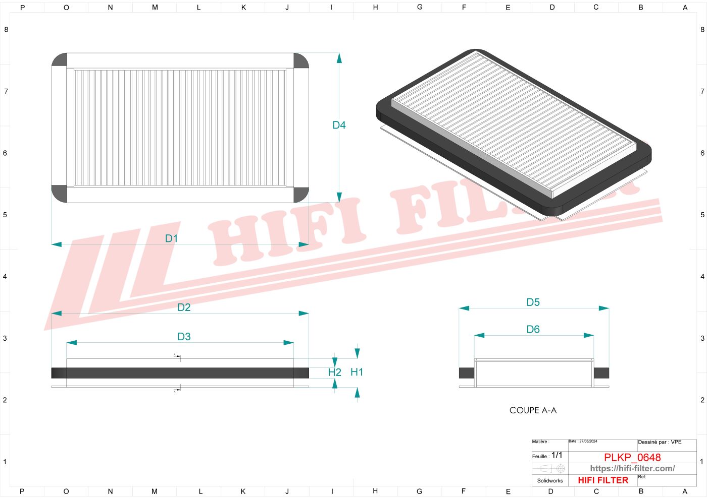 Schema tecnico Filtro abitacolo