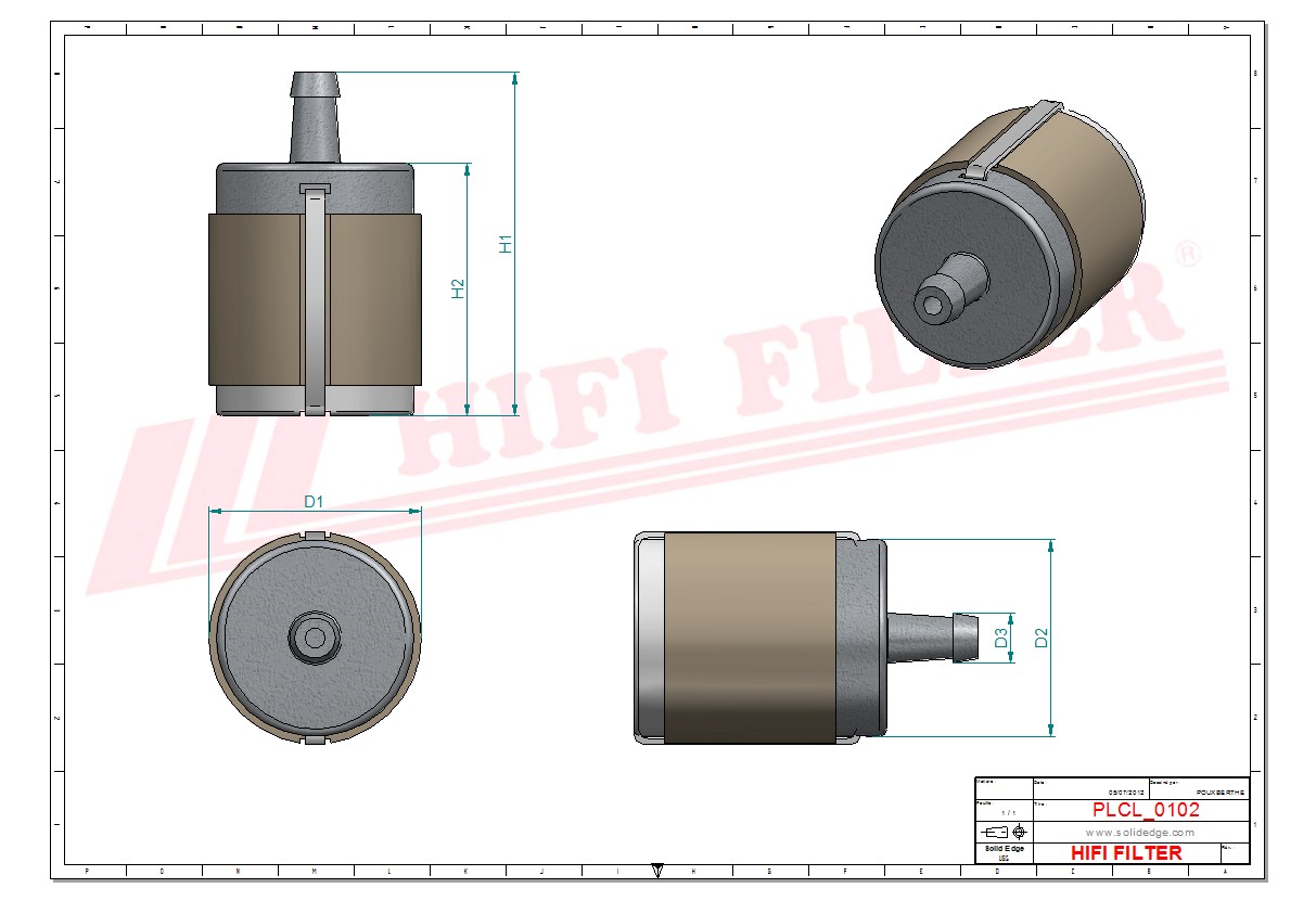 Schema tecnico Filtro Benzina 130303290 per trattori e macchine agricole