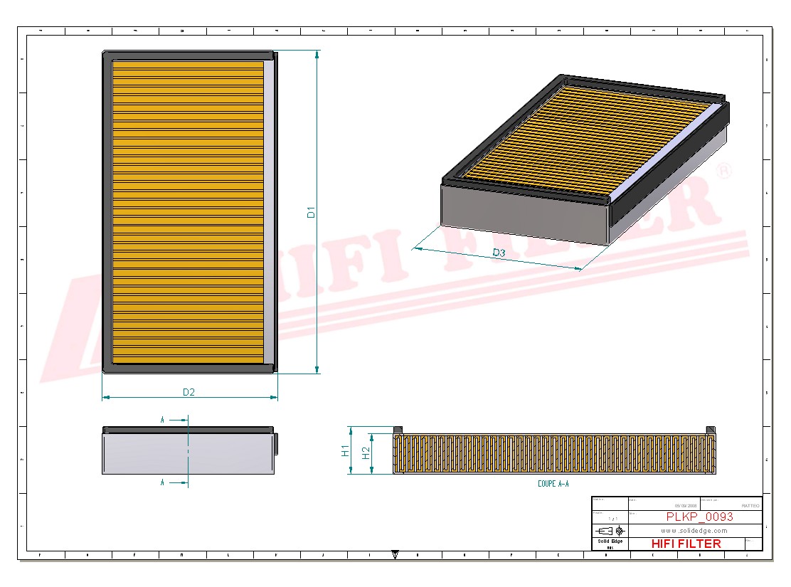 Schema tecnico Filtro abitacolo