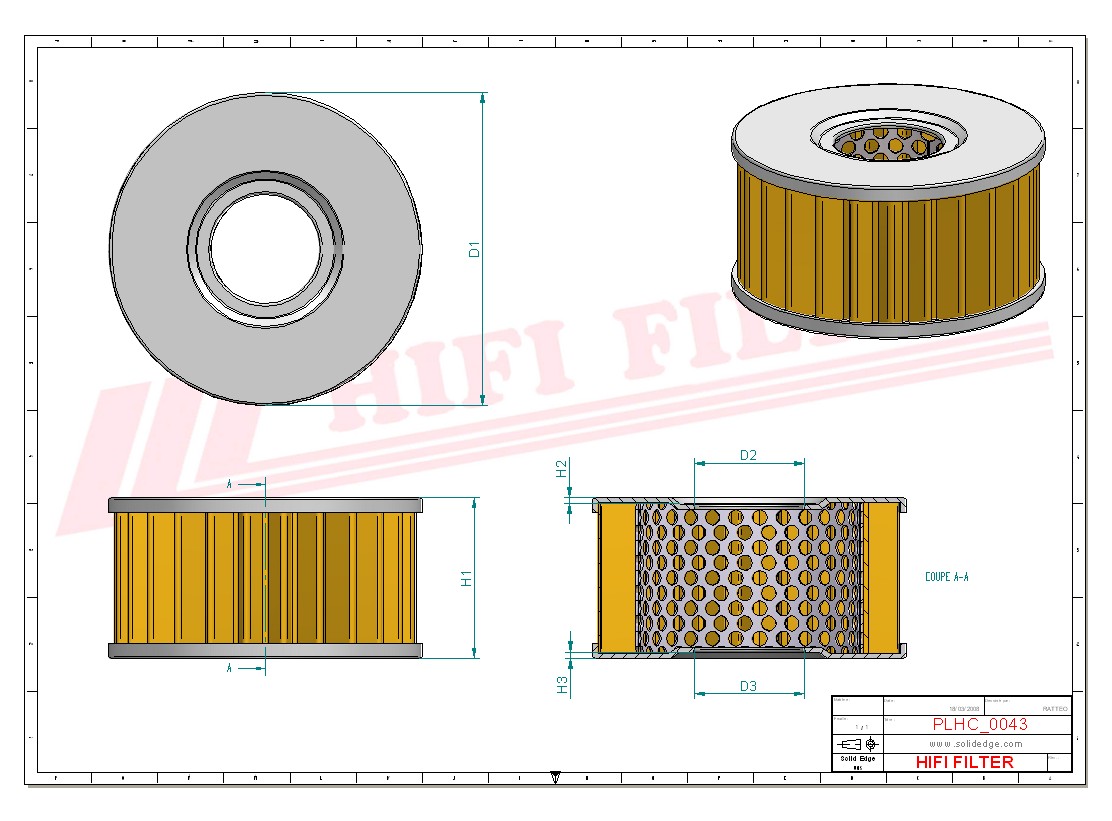 Schema tecnico Filtro olio