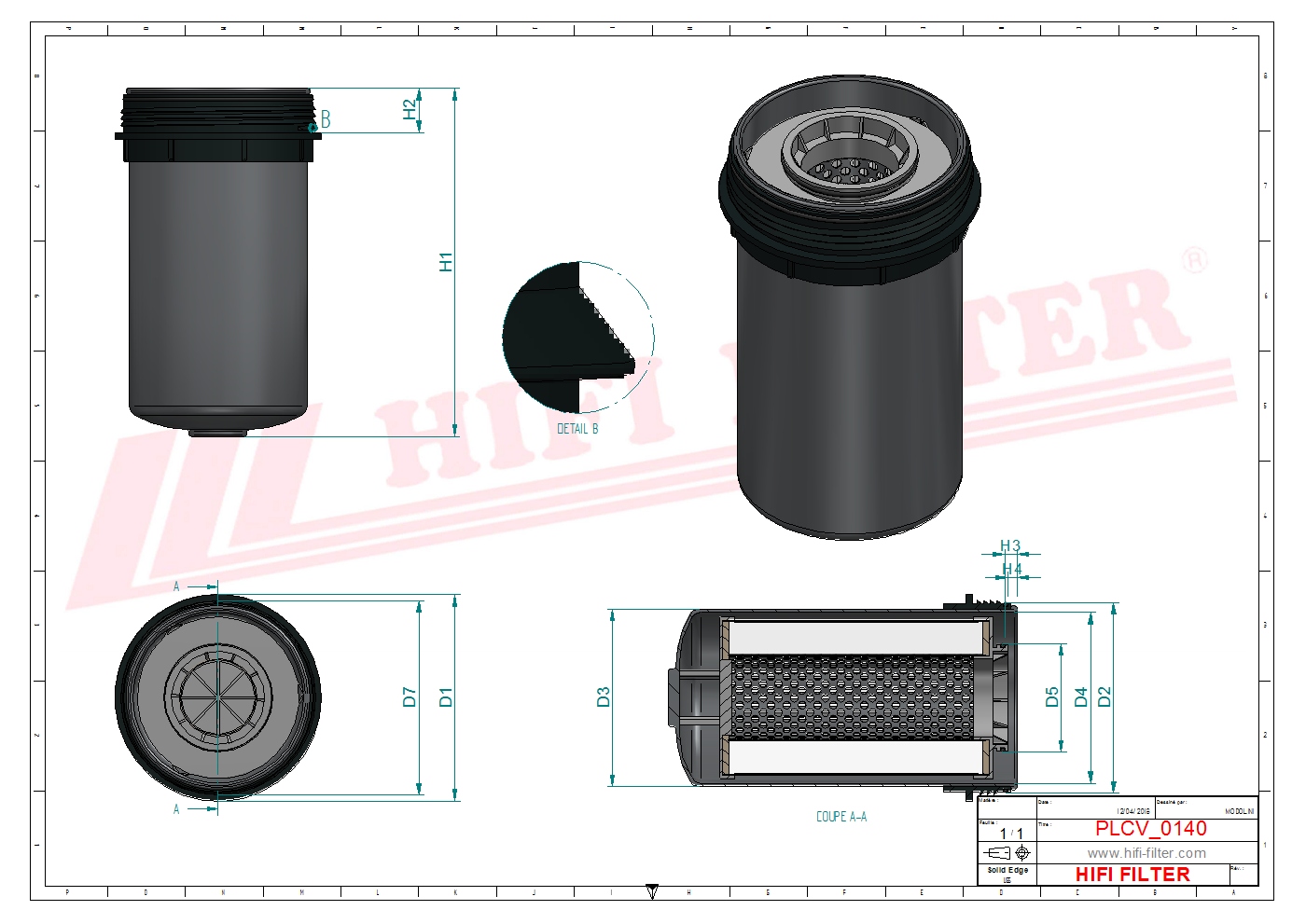 Schema tecnico Filtro carburante 0011583660 per trattori e macchine agricole