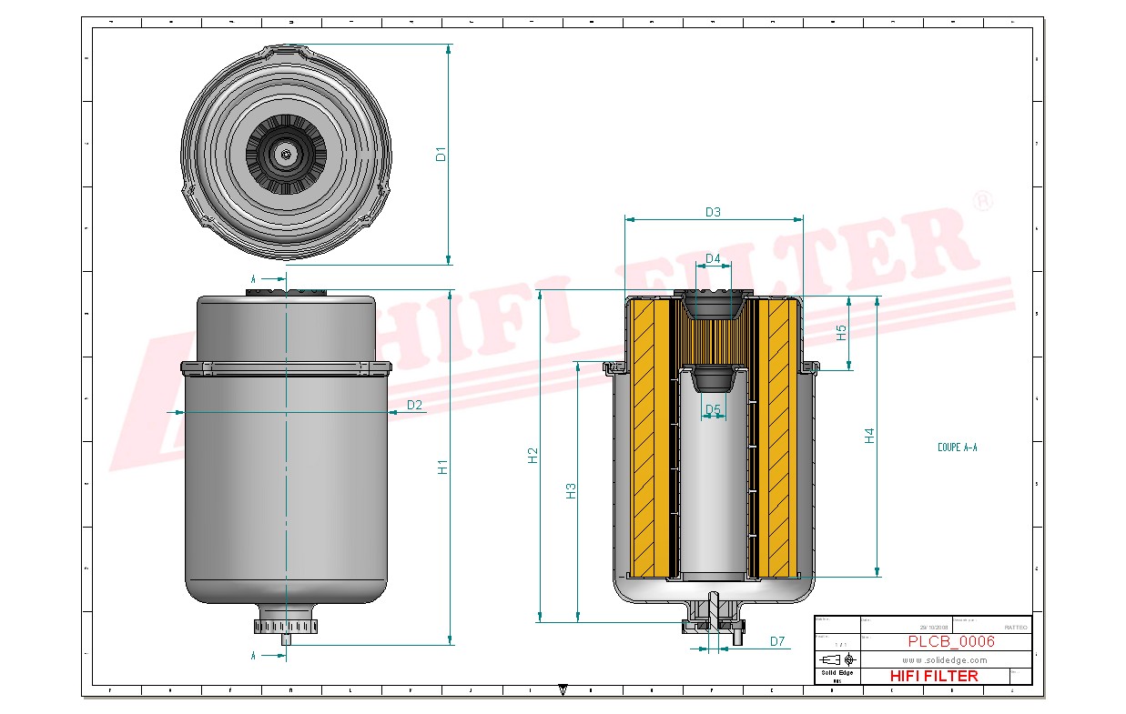 Schema tecnico Filtro carburante WK8139 per trattori e macchine agricole