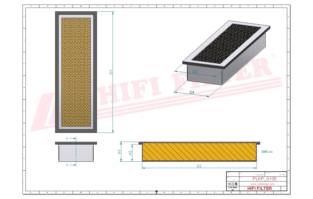 Schema tecnico Filtro abitacolo 752739 per trattori e macchine agricole