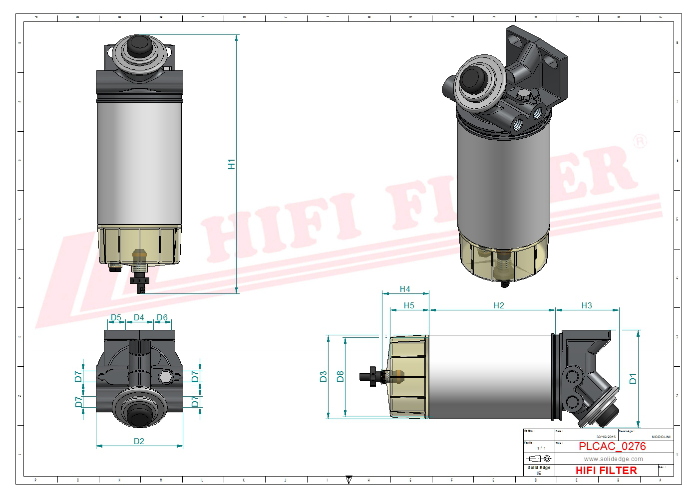 Schema tecnico Filtro carburante AT387542 per trattori e macchine agricole