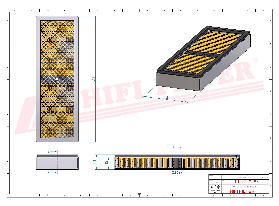 Schema tecnico Filtro abitacolo