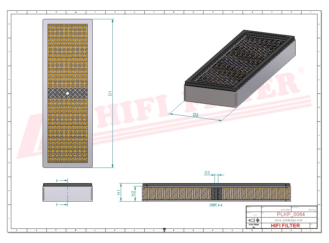 Schema tecnico Filtro abitacolo ai carboni attivi