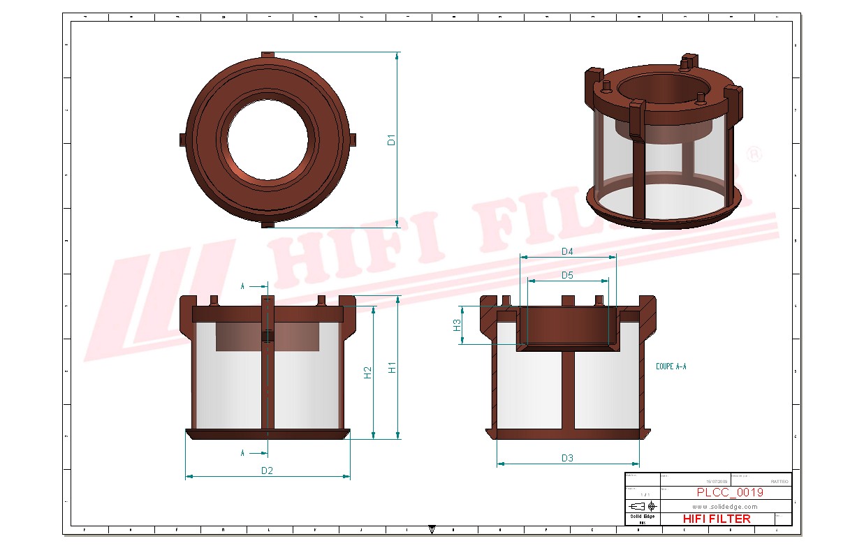 Schema tecnico Filtro carburante 0000901351 per trattori e macchine agricole