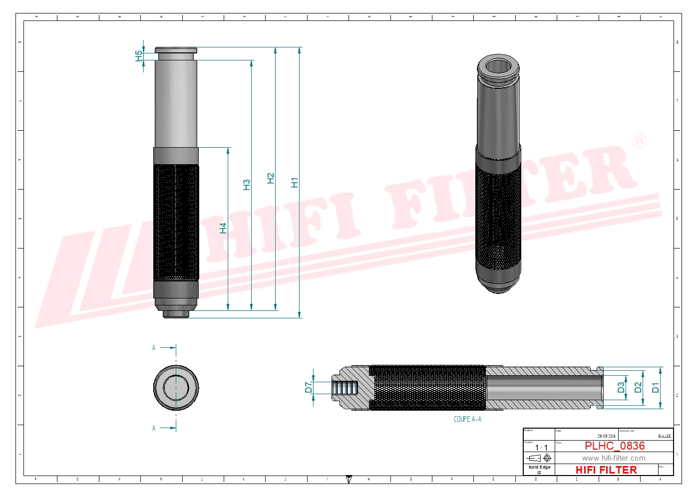 Schema tecnico Filtro olio