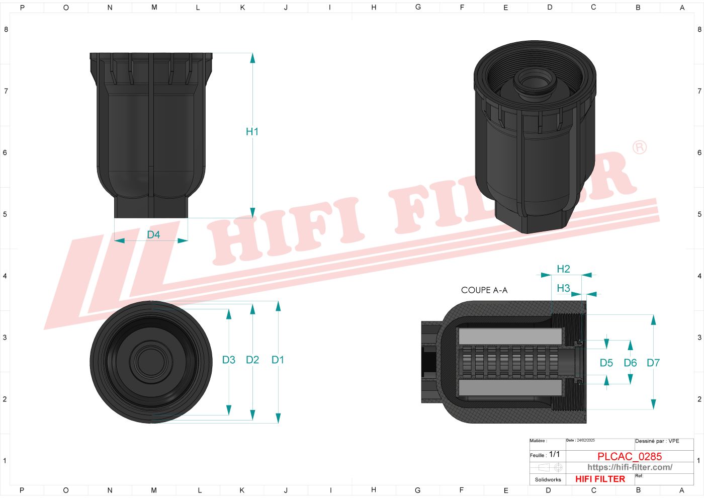 Schema tecnico Filtro Urea ACP0153520 per trattori e macchine agricole