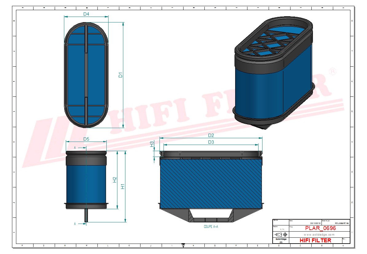 Schema tecnico Filtro aria