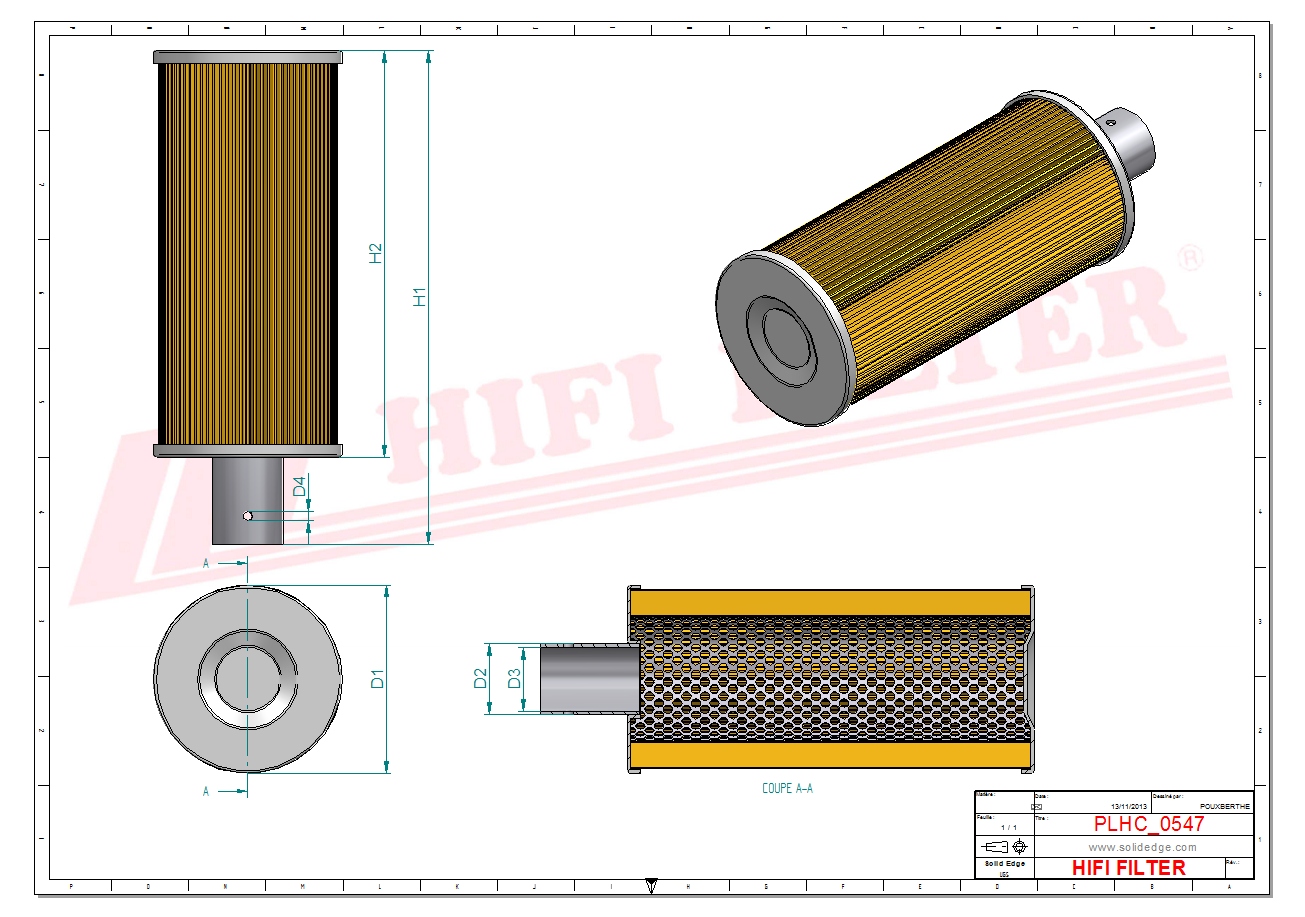 Schema tecnico Filtro olio