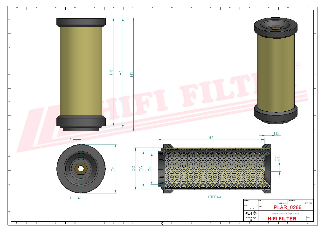 Schema tecnico Filtro aria