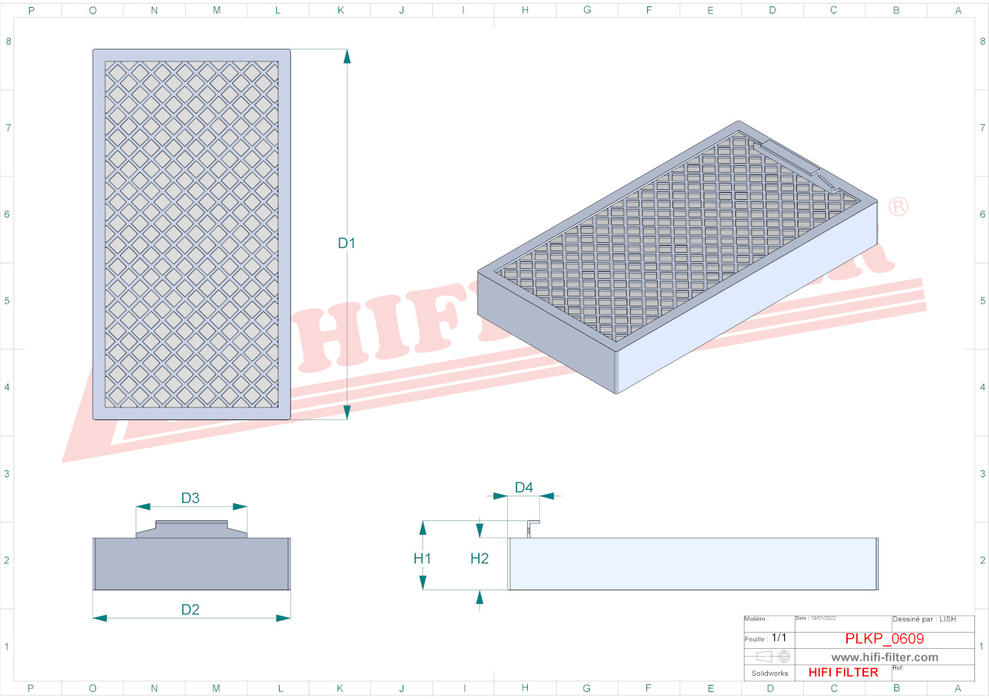 Schema tecnico Filtro abitacolo