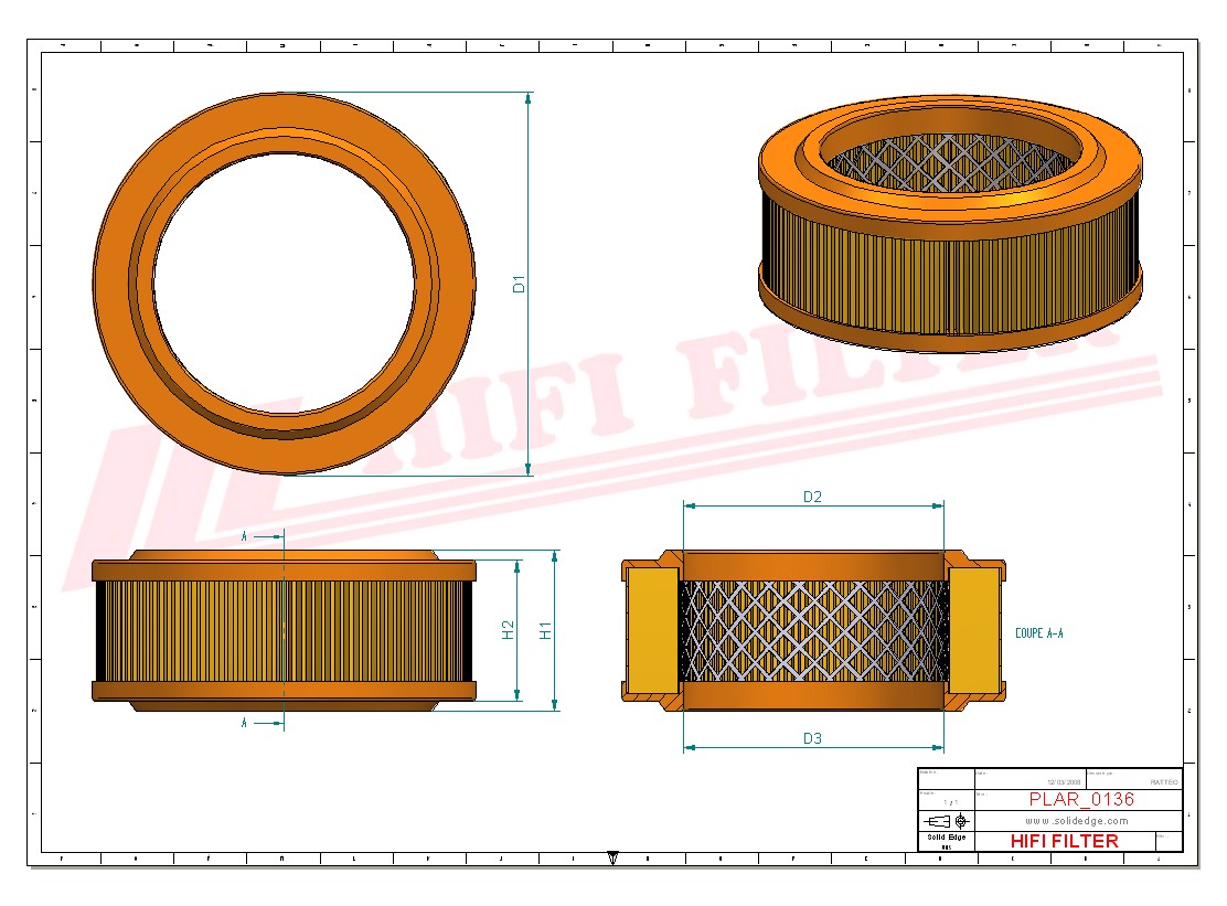 Schema tecnico Filtro aria