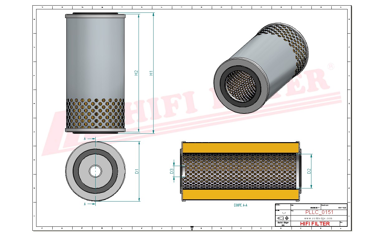 Schema tecnico Filtro olio 10013 per trattori e macchine agricole