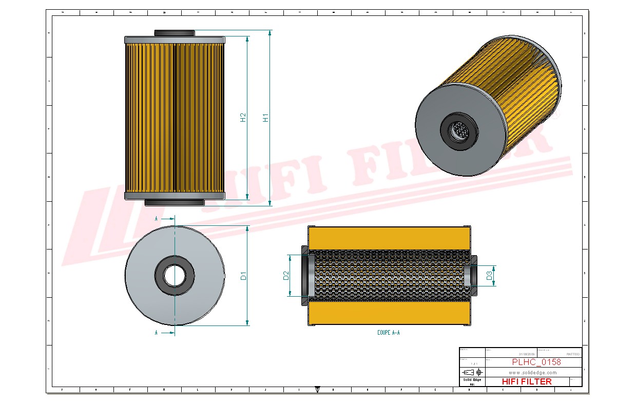 Schema tecnico Filtro olio