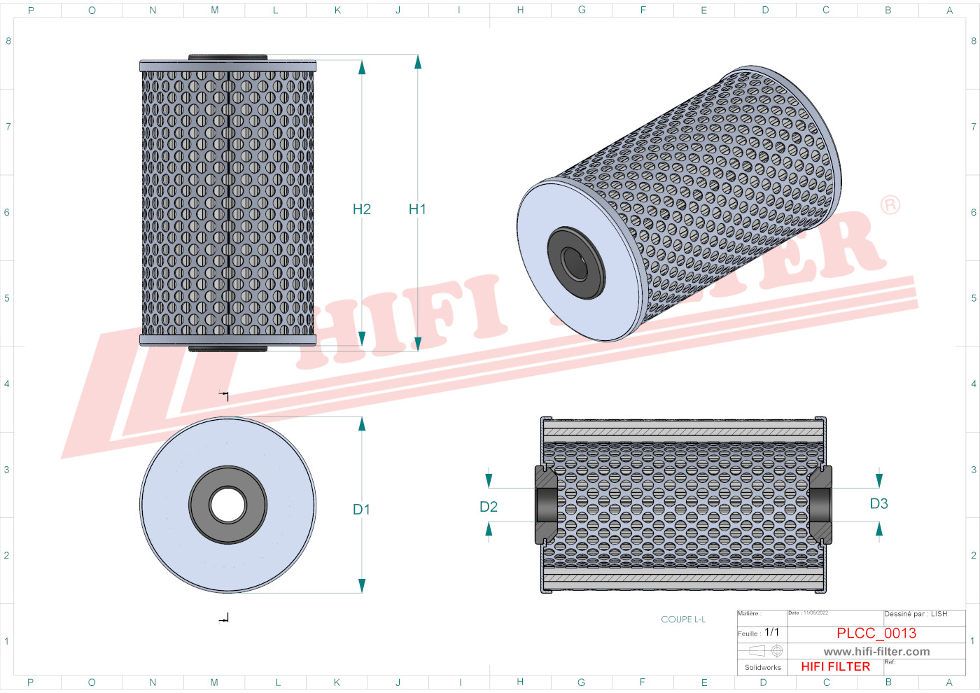 Schema tecnico Filtro carburante