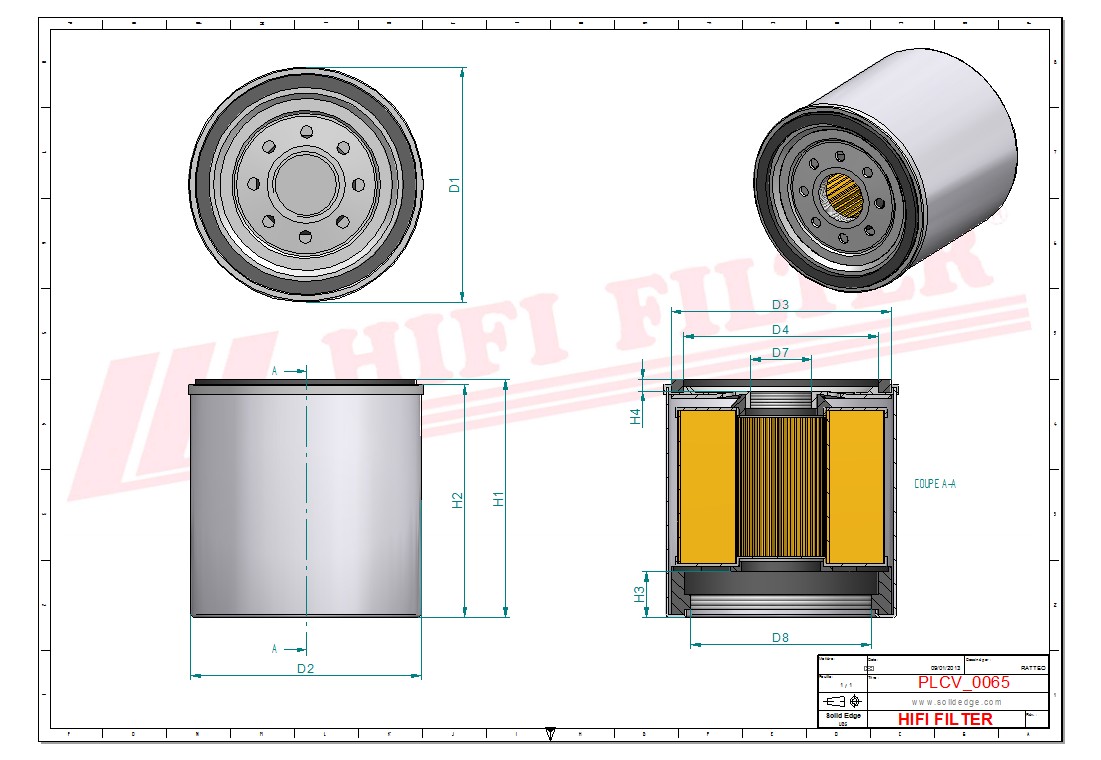 Schema tecnico Filtro carburante 0001442310 per trattori e macchine agricole