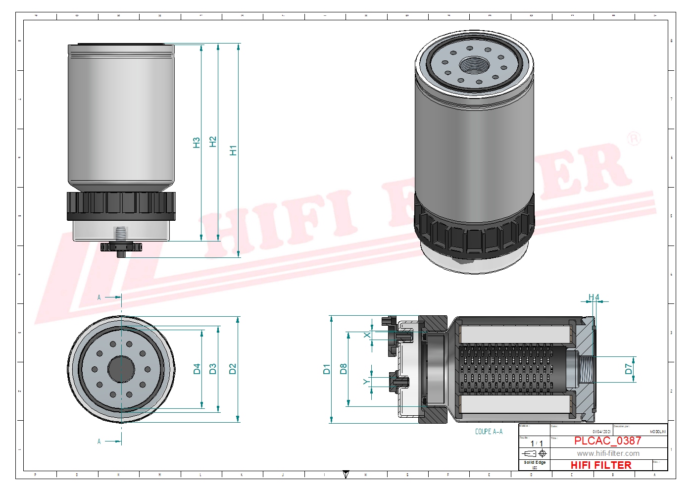 Schema tecnico Filtro carburante