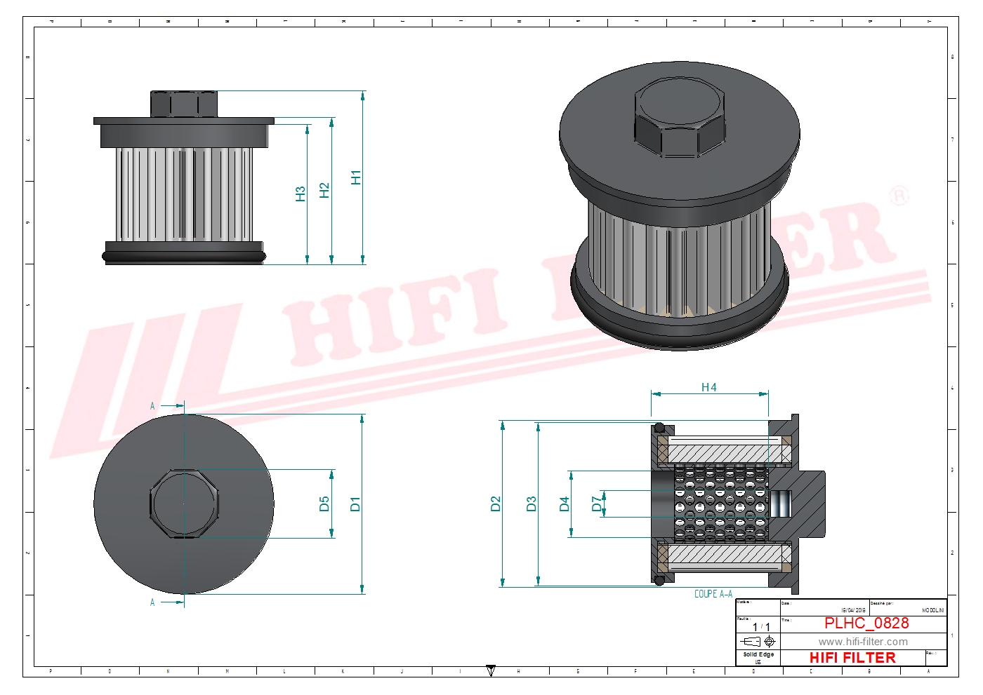 Schema tecnico Filtro olio